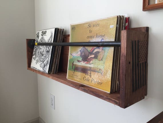 Vinyl Record Wall Holder Shelf floating With Steel Piping ...