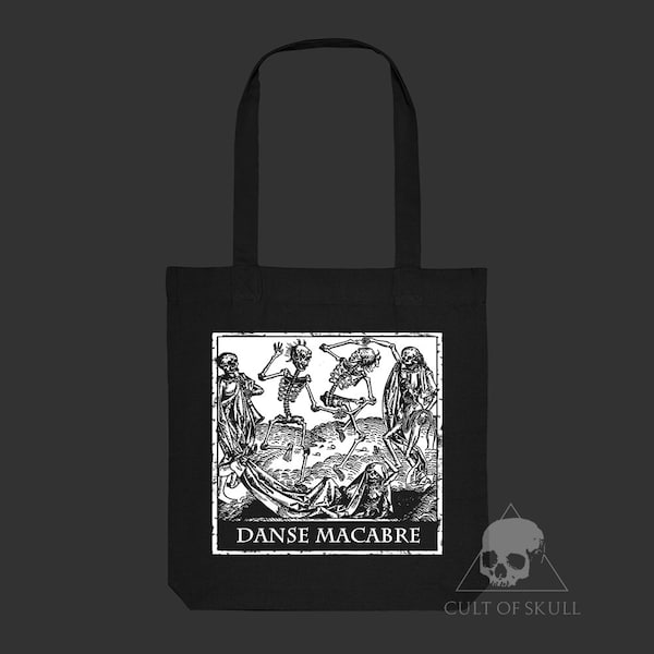 Danse Macabre-Tasche. Tragetasche. Versteckte Tasche. Okkultismus. Gothic-Tasche. Totenkopftasche. Umweltfreundliche Tasche.