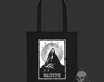Maleficium Tasche - Alchemie. Okkulte Symbole. Totenkopf Tasche. Gothic Tragetasche. Hexerei. Hexentasche. Esoterik. Okkultismus