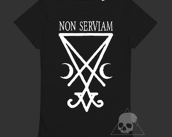 Non Serviam Damen T-Shirt - Sigil of Lucifer, Satanisches T-Shirt, Satanismus, Okkulte Kunst, Okkultismus, Gothic T-Shirt, Dämonologie, Magie