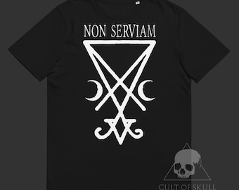 Maglietta Non Serviam - Sigillo di Lucifero, Maglietta Satanica, Satanismo, Arte Occulta, Occultismo, Maglietta Gotica, Demonologia, Magia, Sigillo