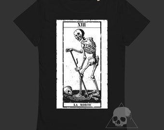 Death Tarot dames T-shirt, esoterisch Tarot T-shirt, gotisch T-shirt, occultisme, Major Arcana T-shirt, esoterie, hekserij, schedel