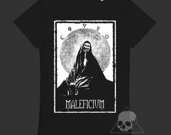Maleficium Damen T-Shirt - Hexerei, Alchemie, Dunkle Kunst, Makaber, Hexe, Heidentum, Gothic T-Shirt, Goth, Okkultismus