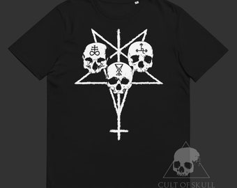 Camiseta Unholy Trinity - Lilith, Lucifer, Leviatán, Sigilos, Pentagrama, Cruz invertida, Satanismo, Camiseta Satánica, Camiseta Calaveras