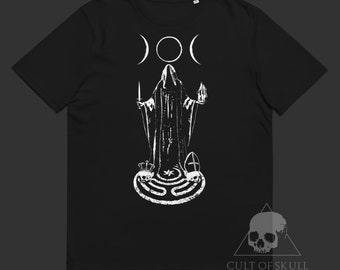 Maglietta Hekate - Magia suprema, Maglietta con teschio, Stregoneria, Strega, Paganesimo, Arte macabra, Fasi lunari, Dea, Occultismo, Triplice Dea