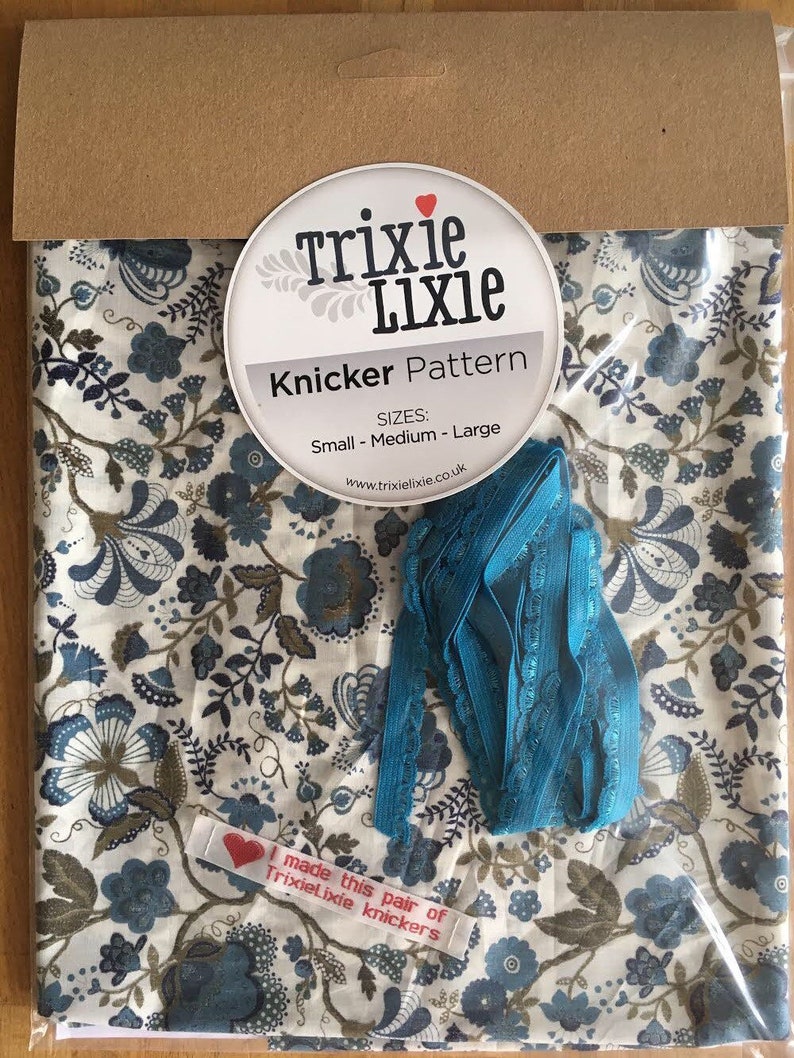 Blue floral Liberty fabric make your own knickers kit