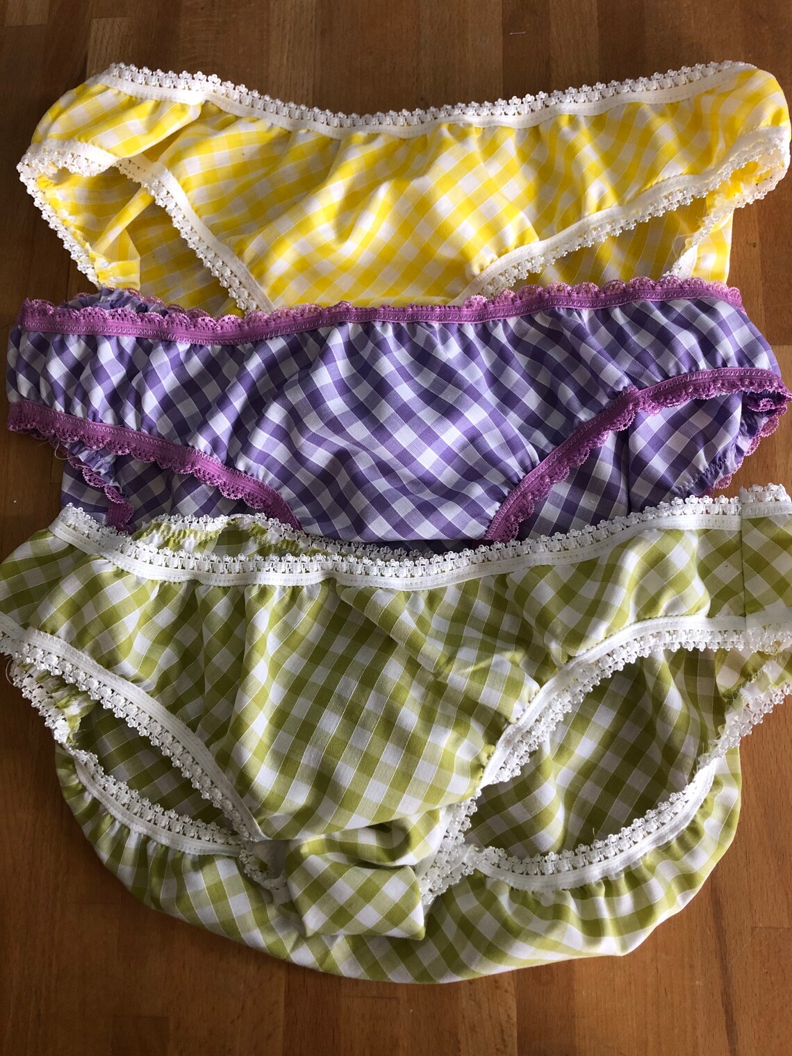 Handmade gingham 100 cotton knickers set of 3 Etsy