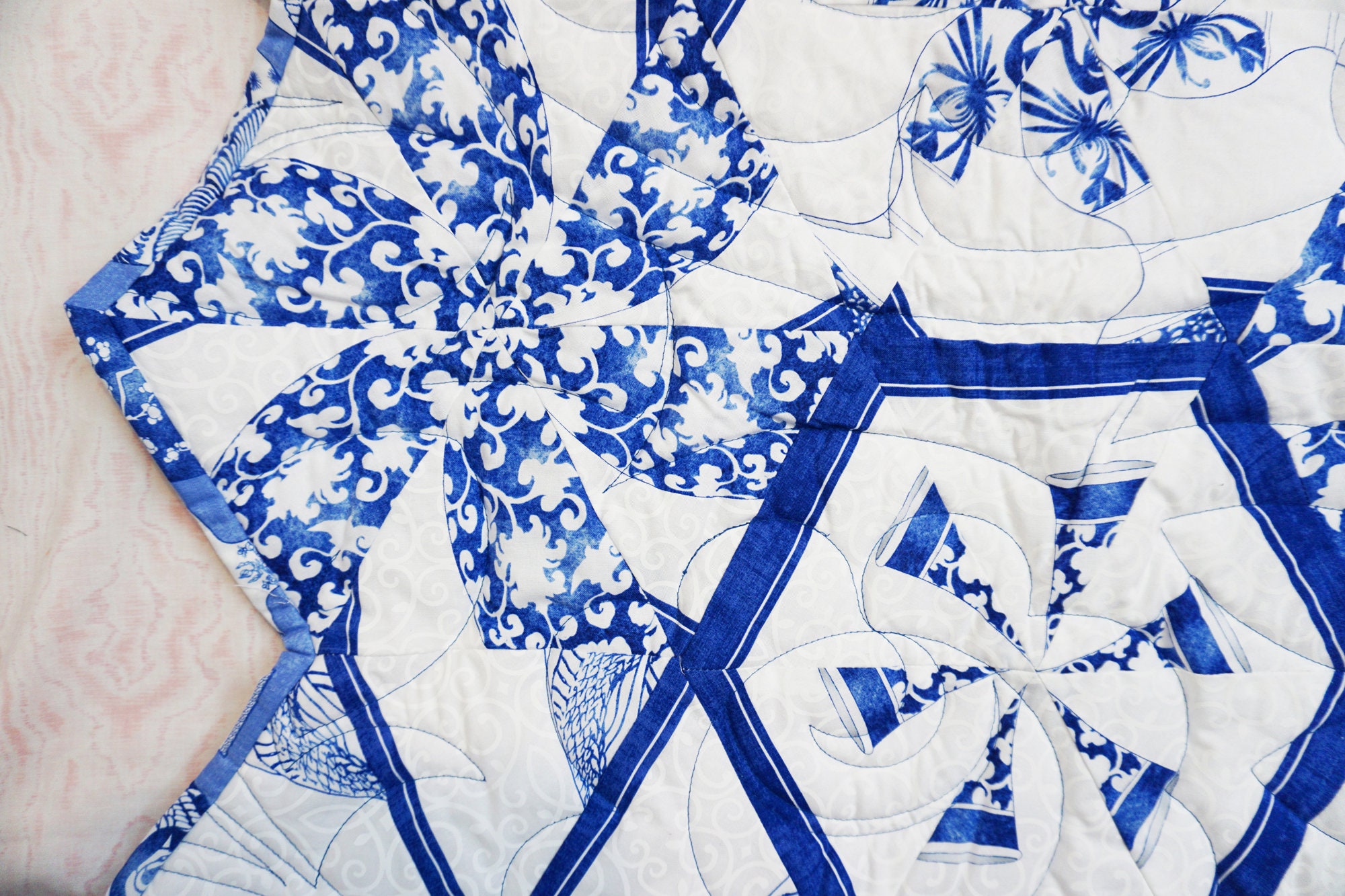 Blue and White Kaleidoscope Throw Size Quilt 40 by Etsy Canada
