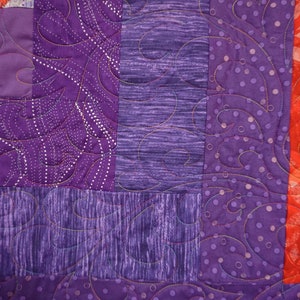 Full / Double Ruby Red and Amethyst Purple Log Cabin Quilt 72" X 96 ...