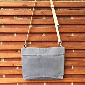 Custom Waxed Canvas Cross-Body Bag, Handmade Personalized Mini Tote, 24 Color Options