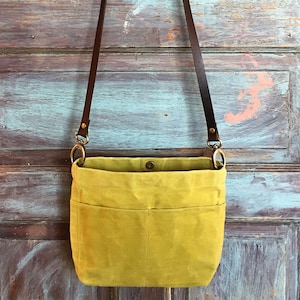 Waxed Canvas Crossbody Bag, Mini Crossbody Bag, Waxed Canvas Bag, Hand Waxed Canvas in 24 colors