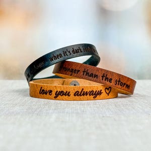 Personalized Leather Bracelet: Engraved Minimalist Cuff