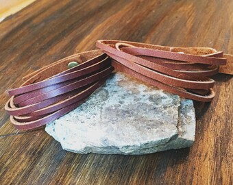 Womens Leather Cuff - Leather Wrap Bracelet for Women - Modern Boho Bracelet - Simple Leather Bracelets for Women