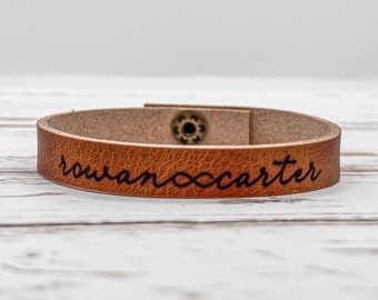 Personalized Infinity Leather Bracelet Cuff Stacking Boho Style Handmade Jewelry Engraved Personalized  Love Mothers Day Gift