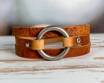 Leather Bracelet for Women - Womens Leather Jewelry - Leather Wrap Cuff - Boho Wrap Bracelet - Mens Leather Cuff