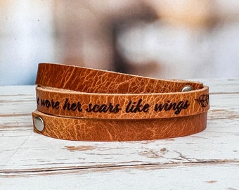 Custom Leather Triple Wrap Rivet Bracelet: Engraved Personalized Cuff in 17 Colors