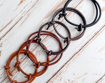 3mm Leather Cord Bracelet: Adjustable Minimalist Anklet