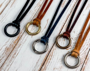 O-Ring Leather Necklace: Adjustable Boho Petite Pendant - Custom Jewelry for Women and Men