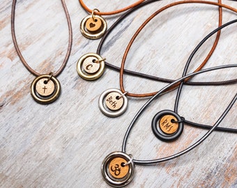 Personalized Pendant necklace / Custom Engraved Wood Necklace / Layering necklace / Boho leather necklace / Pendant Necklace