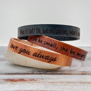 Pulsera de cuero personalizada - Brazalete minimalista moderno grabado - Joyas personalizadas para mujeres y hombres