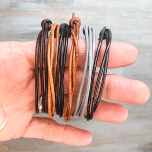 2mm leather cord bracelet group picture of color options