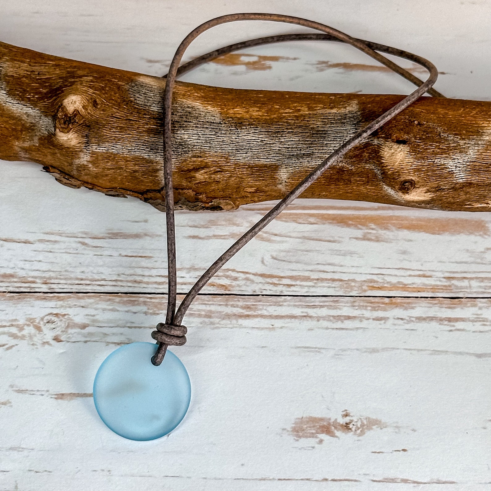 Beach Glass Pendant Necklace Boho Leather Jewelry Create Your Unique