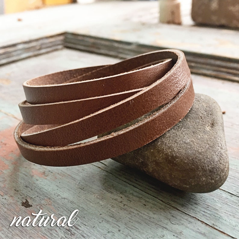 Double wrap leather bracelet in natural