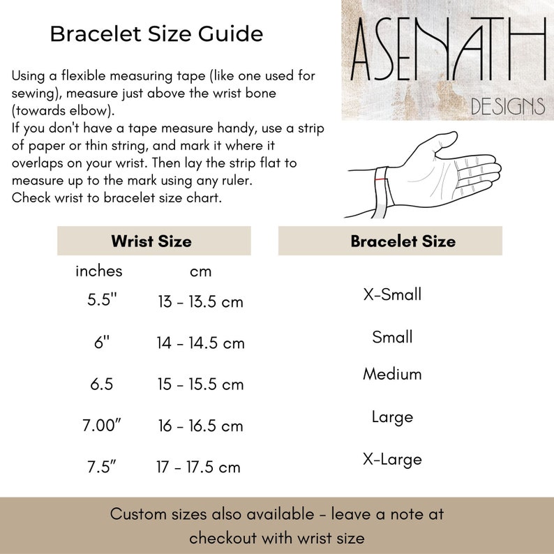 Bracelet size guide