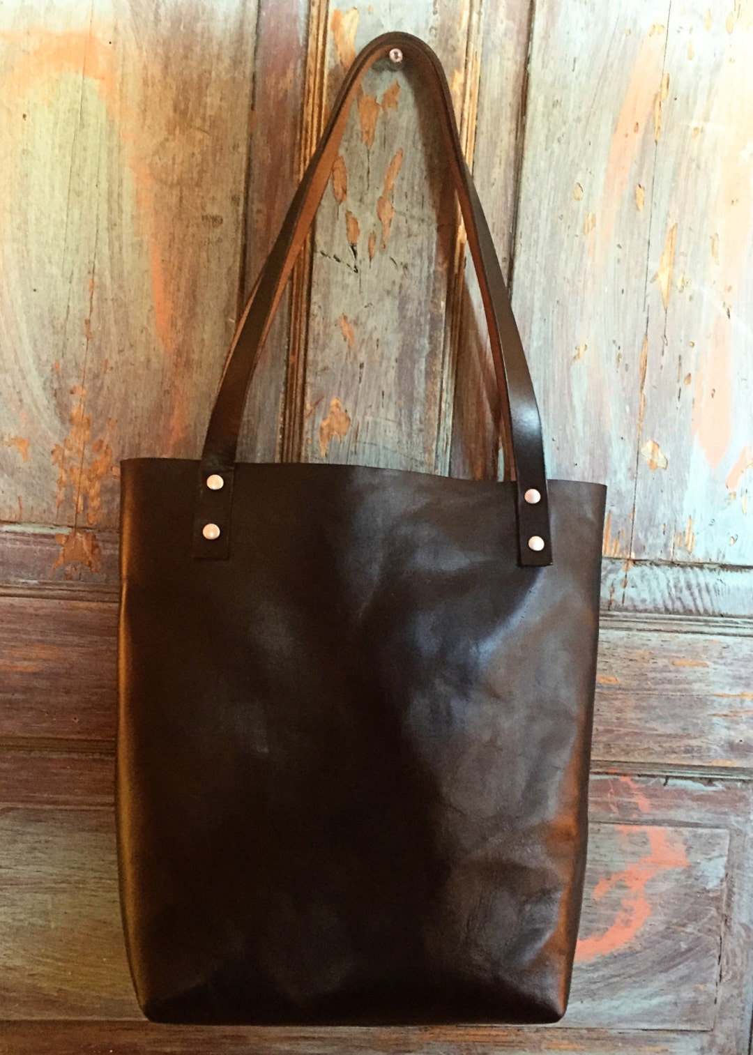 The Essential Black Leather Tote Leather Tote Leather Bag - Etsy