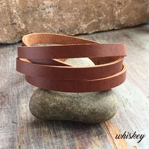 Double wrap leather bracelet in whiskey