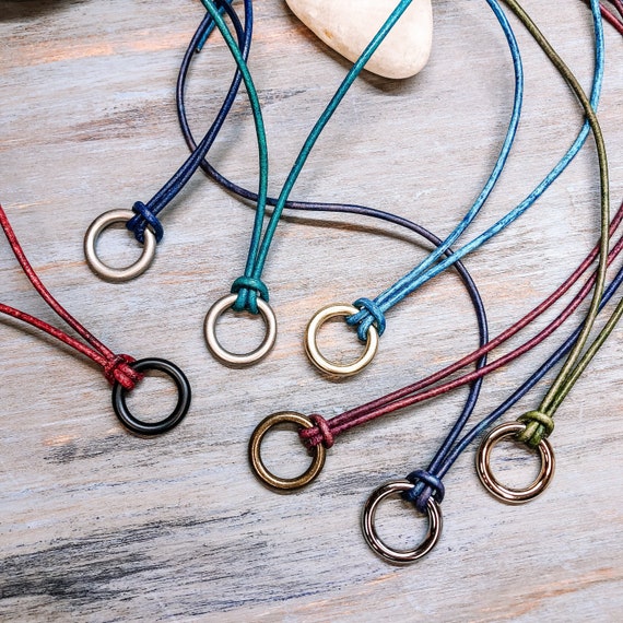 O Ring Necklace/ Leather Cord Necklace for Women Men,pendant Necklace for  Men Women, Boho Leather Necklace, Gifts for Her, Layering Necklace 