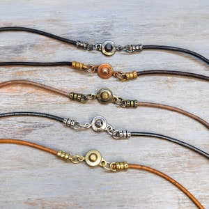 2mm Leather Necklace With Clasp - Round Plain Leather Cord Necklace Men or Women With Button Locking Clasp