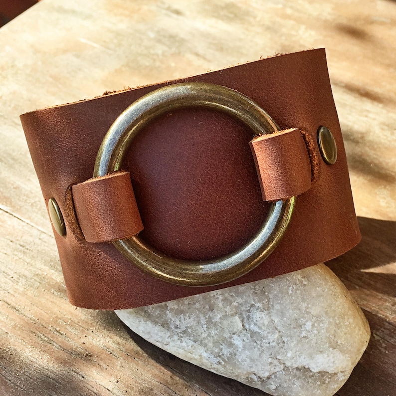 Unisex Leather cuff Wide leather cuff Womens leather | Etsy