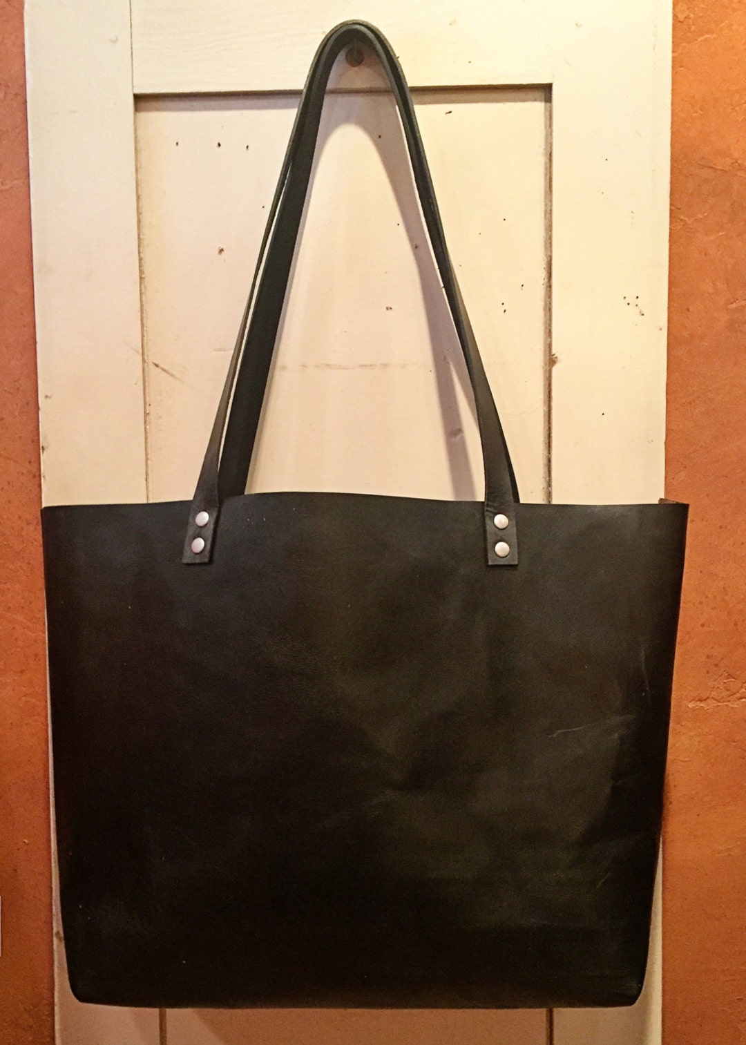 Large Black Horween Leather Tote Leather Tote Leather Bag - Etsy