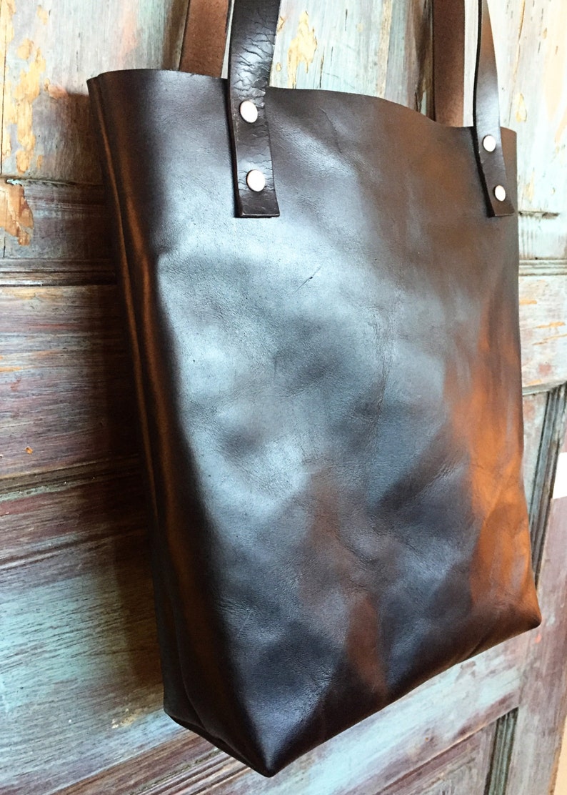 The Essential Black Leather Tote Leather Tote Leather Bag - Etsy