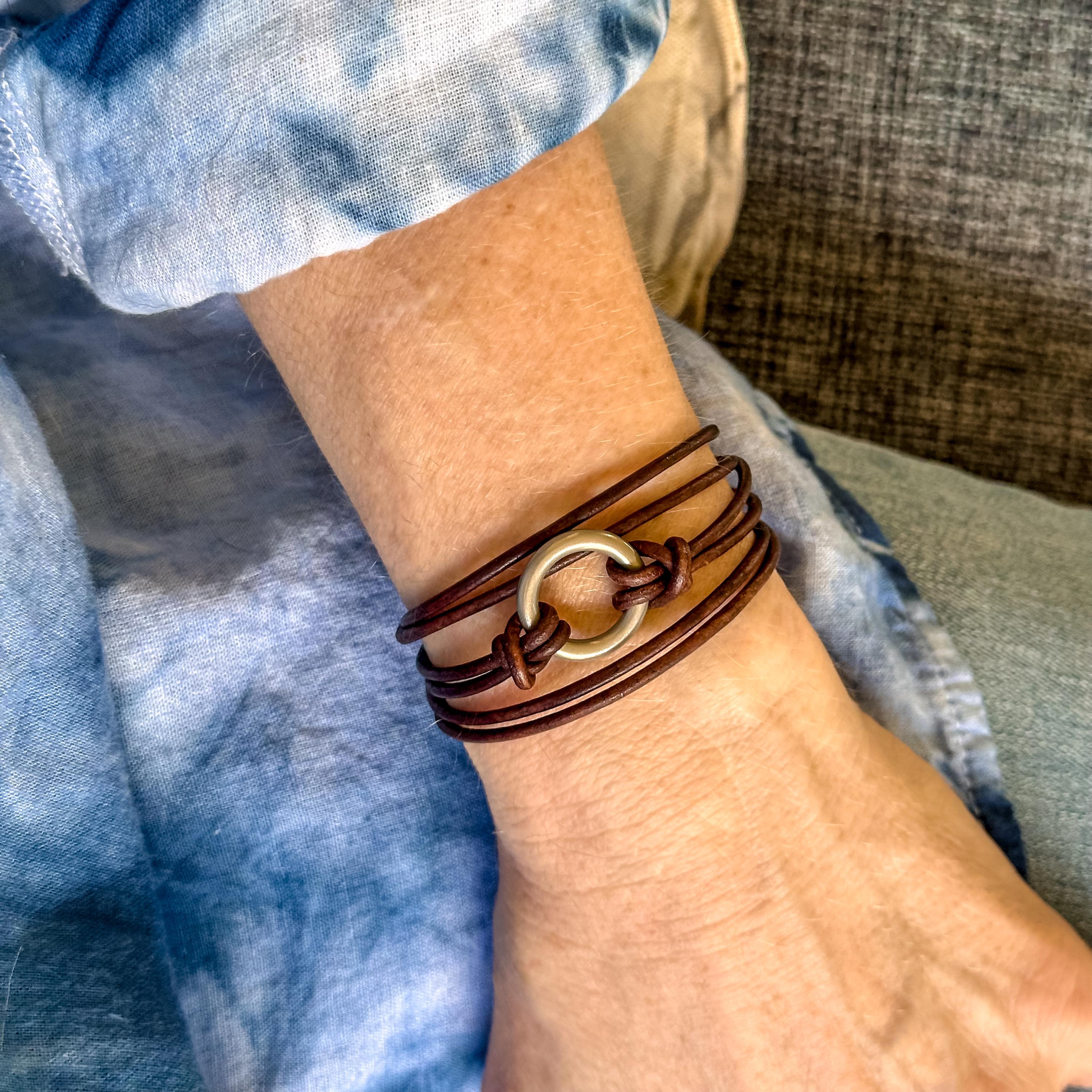 Blue Leather Gold Bracelet - Etsy