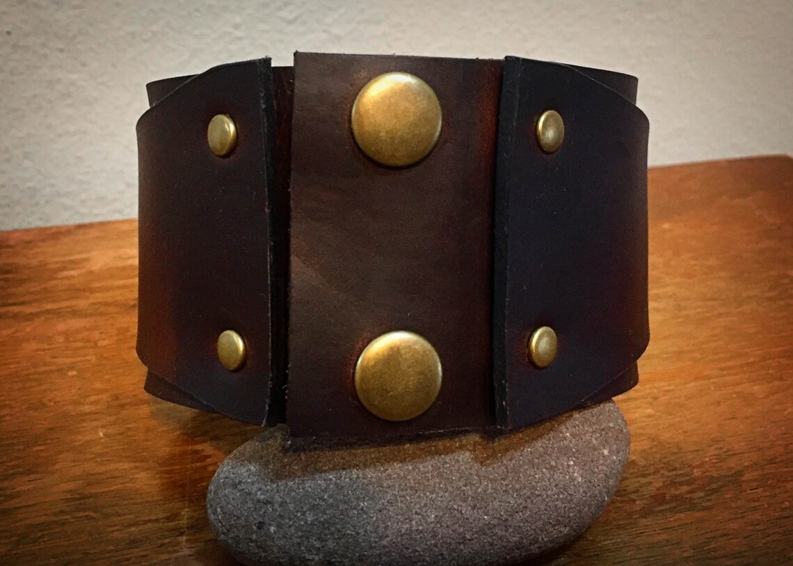 Unisex Leather Cuff Wide Leather Cuff Womens Leather Etsy