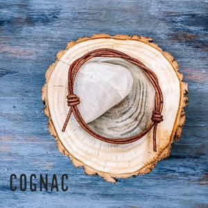 2mm leather cord bracelet in cognac
