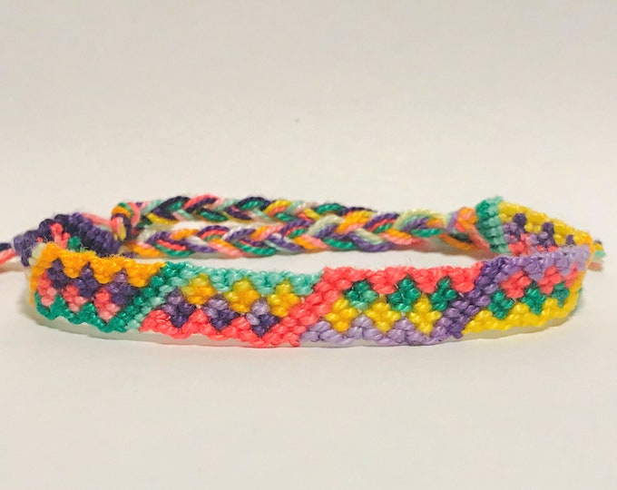 Friendship Bracelet Woven String Bracelet Diamond Zig Zag Etsy