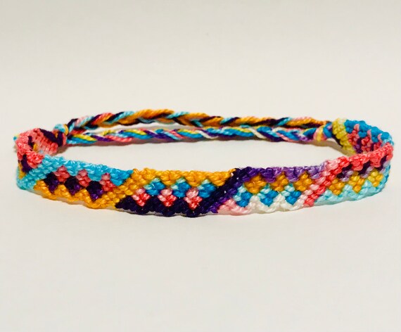 Friendship Bracelet Woven String Bracelet Diamond Zig Zag | Etsy