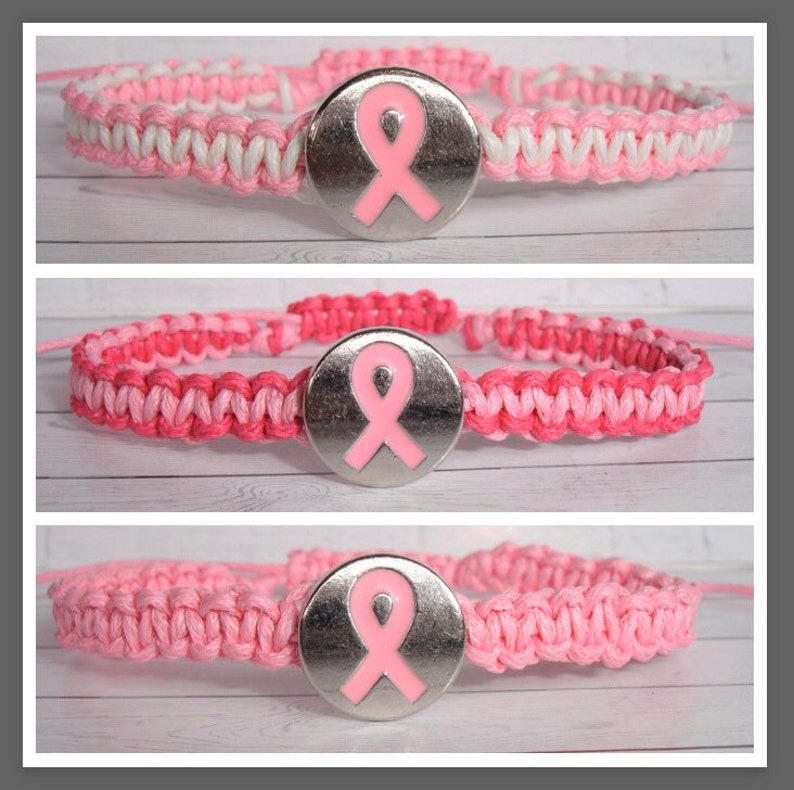 Breast Cancer Bracelet Awareness Bracelet Macrame Bracelet Etsy