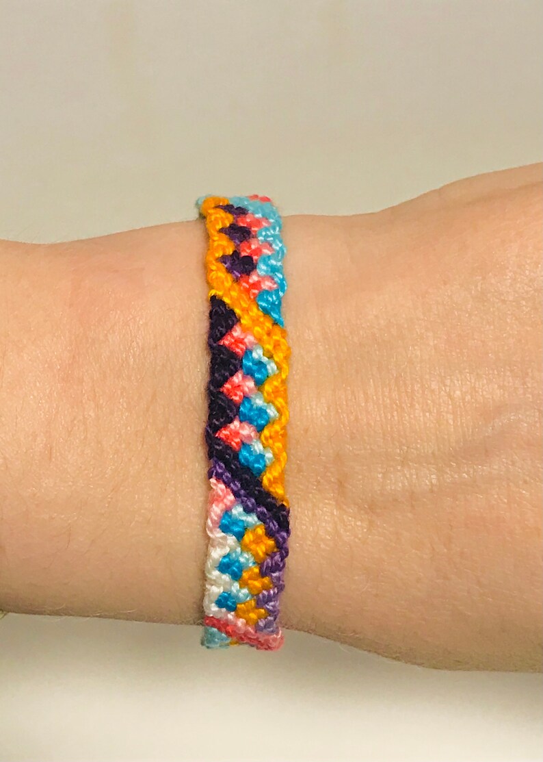 Friendship Bracelet Woven String Bracelet Diamond Zig Zag Etsy