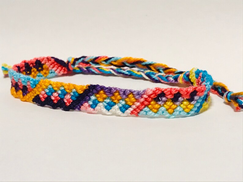 Friendship Bracelet Woven String Bracelet Diamond Zig Zag Etsy