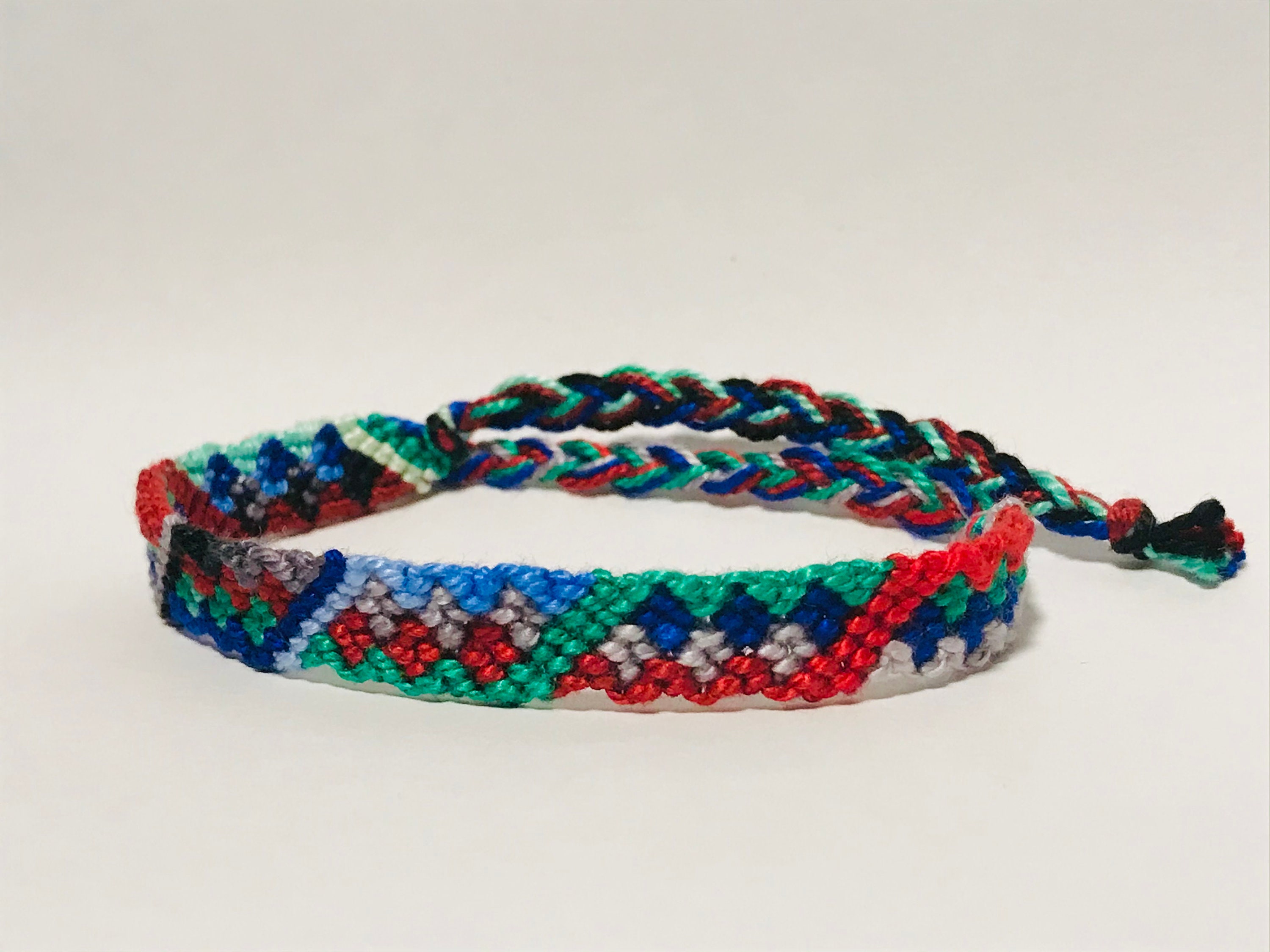 Friendship Bracelet Woven String Bracelet Diamond Zig Zag Etsy