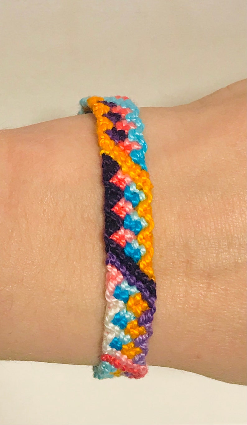Friendship Bracelet Woven String Bracelet Diamond Zig Zag Etsy
