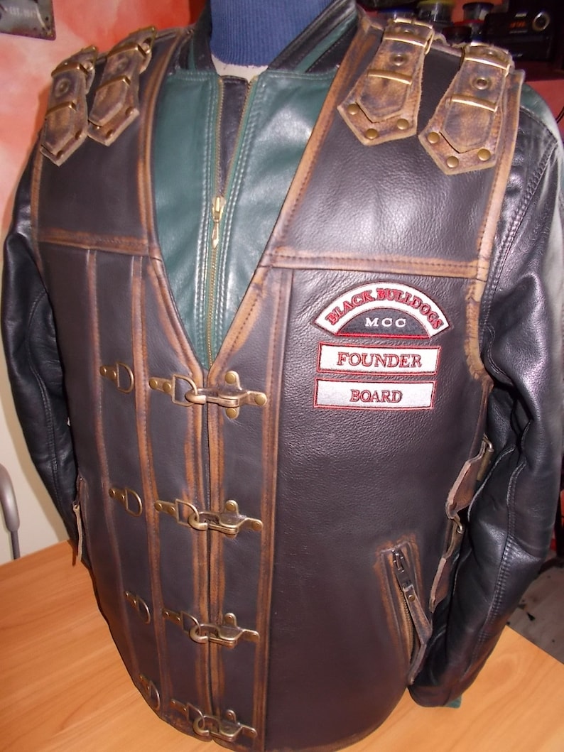 BikerWeste MotorradWeste echtes Leder16mm. Leder mit Etsy