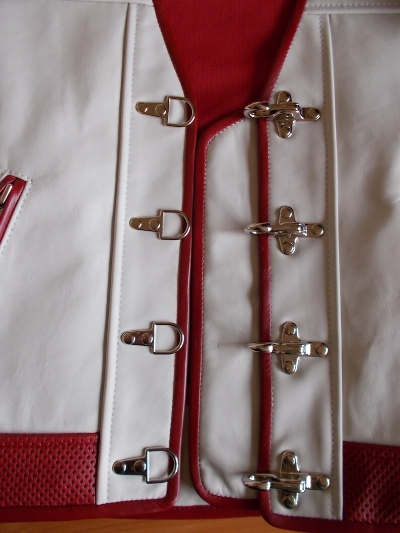 Biker Vest.genuine Leather1.71.8mmwhite. Perforated Leather Etsy