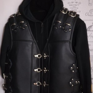 Biker vest.Patch vest.Genuine leather 1,8mm- black.Handmade.