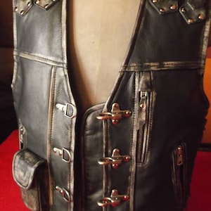 Biker Vest.blazing Flames. Genuine Leather-1,6mm Black.leather With ...