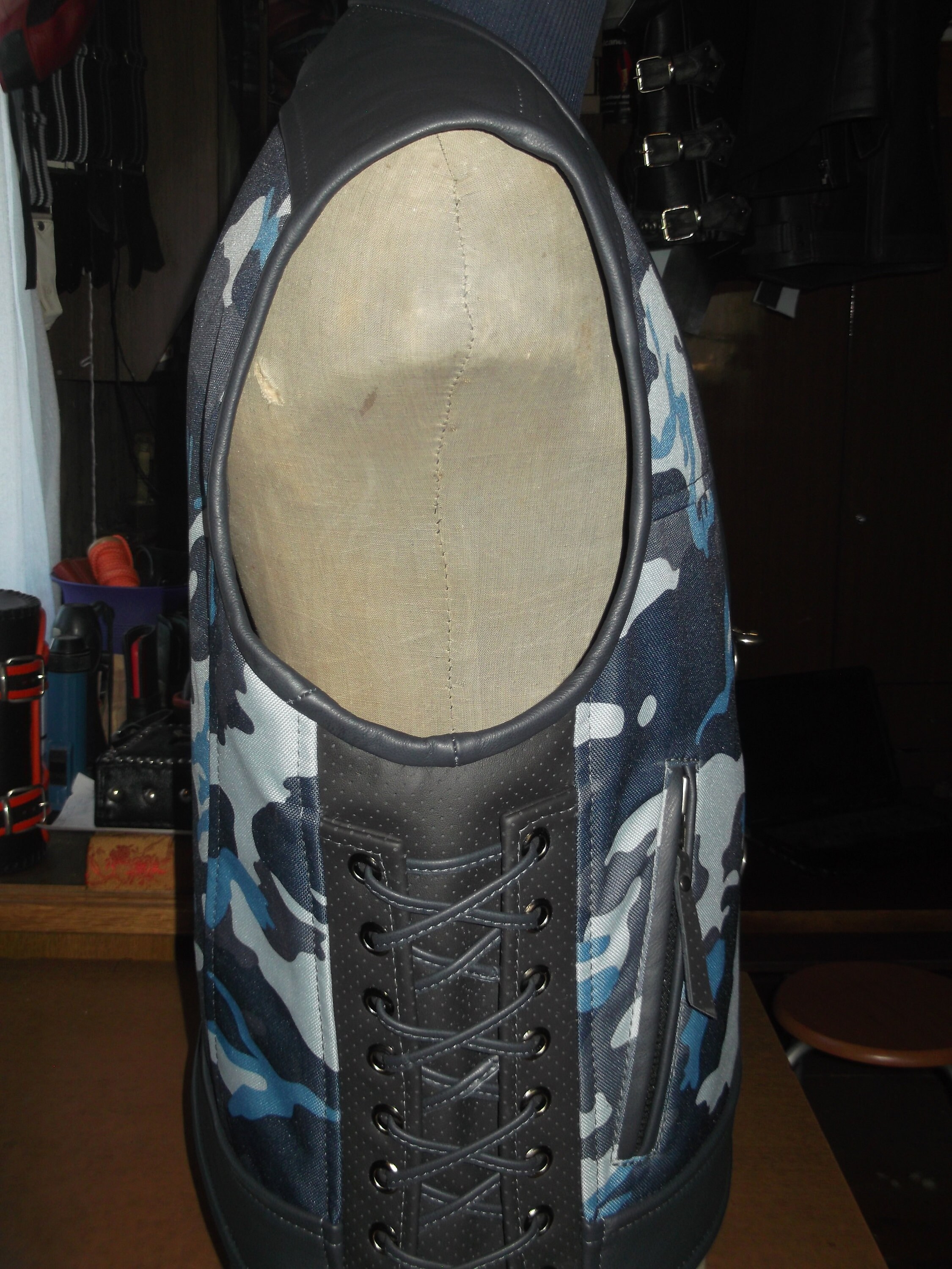 Biker Vest. Camouflage Textile Genuine Leathergray. Etsy